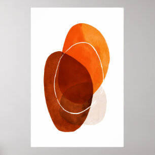Impression d'art mural abstrait Ovals orange et ma