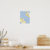 Impression d'art mural abstraite bleue et jaune en (Cuisine)
