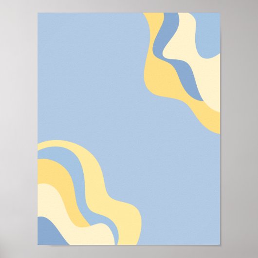 Impression d'art mural abstraite bleue et jaune en (Devant)