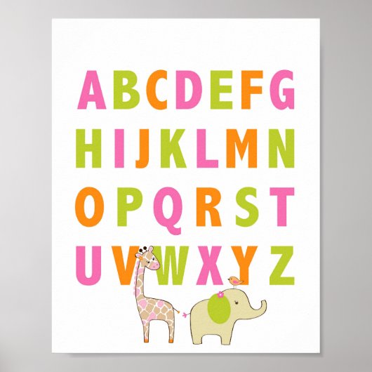 Impression d'art mural alphabetique pour nurserie  (Devant)