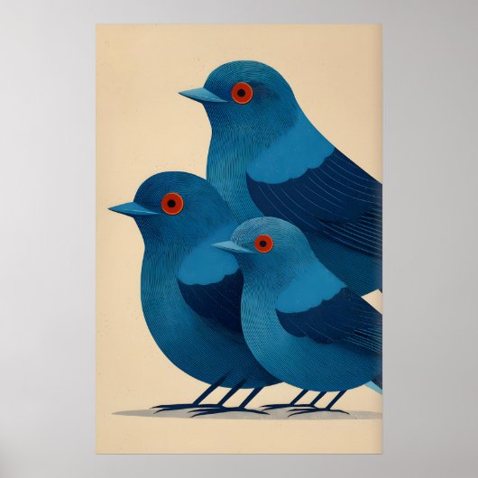 Impression d'art mural Blue Bird - Trio minimalist (Devant)