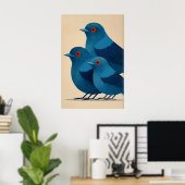 Impression d'art mural Blue Bird - Trio minimalist (Bureau à domicile)