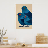 Impression d'art mural Blue Bird - Trio minimalist (Cuisine)