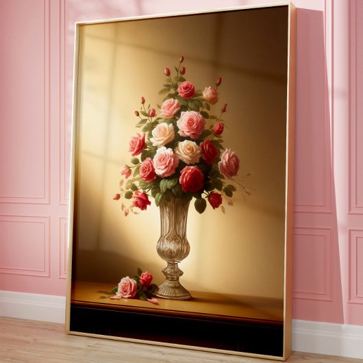 Impression d'art mural Bouquet de Roses Vintage |