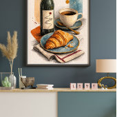 Impression d'art mural Bouteille de vin, café et c