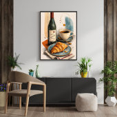 Impression d'art mural Bouteille de vin, café et c