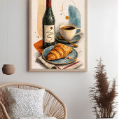 Impression d'art mural Bouteille de vin, café et c