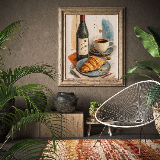 Impression d'art mural Bouteille de vin, café et c