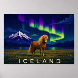 Impression d'art mural Cheval Islandais Aurore Isl