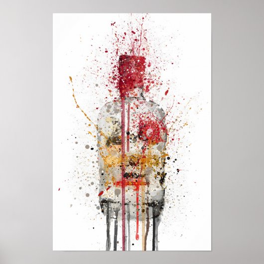 Impression d'art mural 'Crimson' de bouteille de g (Devant)