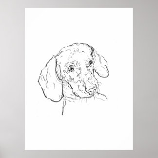 Impression d'art mural, Dachshund, Chien saucisse,