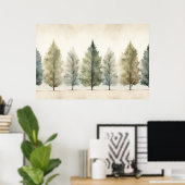 Impression d'art mural d'arbres à l'aquarelle neut (Bureau à domicile)