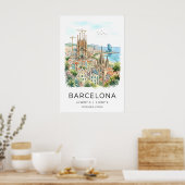 Impression d'art mural de Barcelone aquarelle colo (Cuisine)
