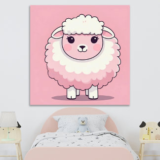 Impression d'art mural de bergerie rose mignonne p
