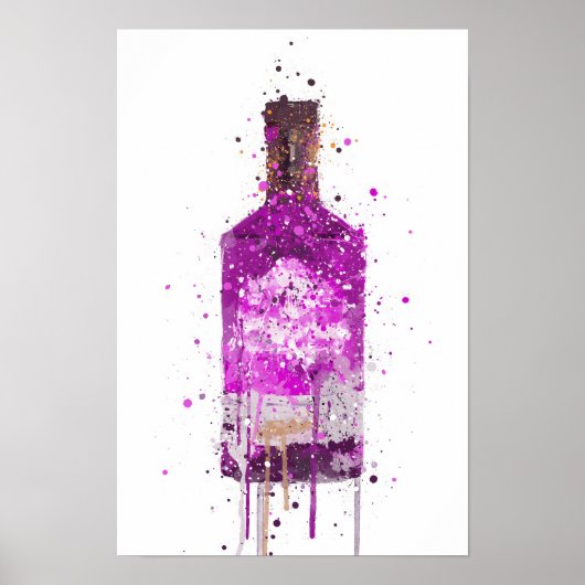 Impression d'art mural de bouteille de gin 'Magent (Devant)