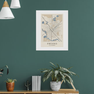 Impression d'art mural de carte de Fresno Californ