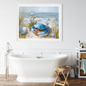 Impression d'art mural de crabe bleu de bord de me