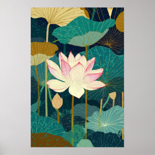 Impression d'art mural de fleur de lotus Botanique
