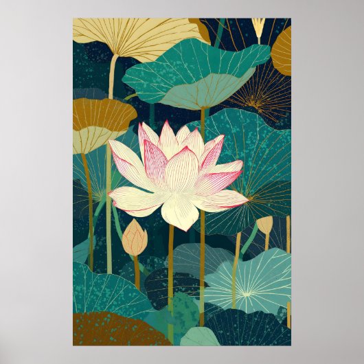 Impression d'art mural de fleur de lotus Botanique (Devant)
