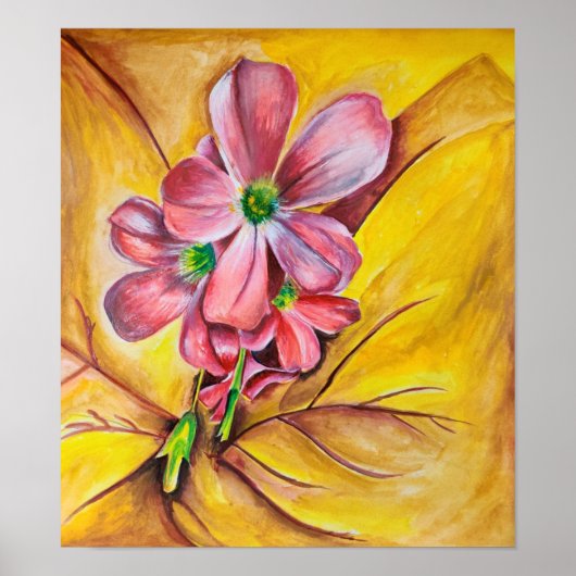 Impression d'art mural de fleurs roses de près (Devant)