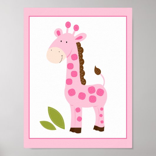 IMPRESSION D'ART MURAL DE GIRAFE ROSE MIGNON (Devant)