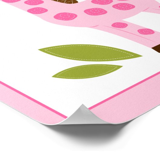 IMPRESSION D'ART MURAL DE GIRAFFE ROSE MIGNON (Coin)