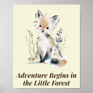 Impression d'art mural de la nurserie Woodland Fox
