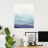 Impression d'art mural de montagne brumeuse minima (Bureau à domicile)