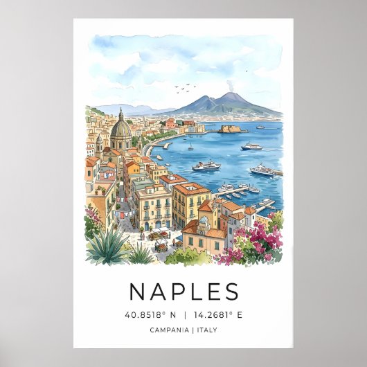 Impression d'art mural de Naples Baie turquoise et (Devant)