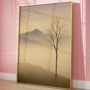 Impression d'art mural de paysage d'arbre brumeux 