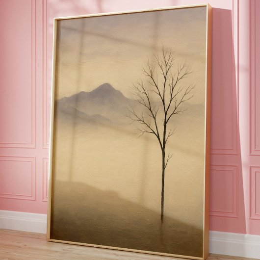 Impression d'art mural de paysage d'arbre brumeux