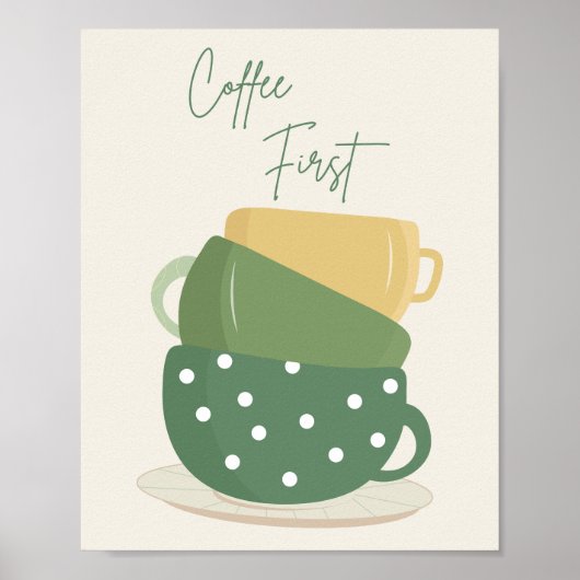 Impression d'art mural de tasses rétro boho "Café (Devant)