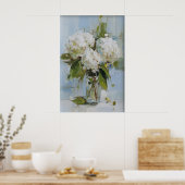 Impression d'art mural de vase d'hortensia vintage (Cuisine)