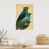 Impression d'art mural d'oiseau Trio stylisé - Col (Cuisine)