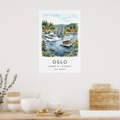 Impression d'art mural d'Oslo encre noire paysage  (Cuisine)