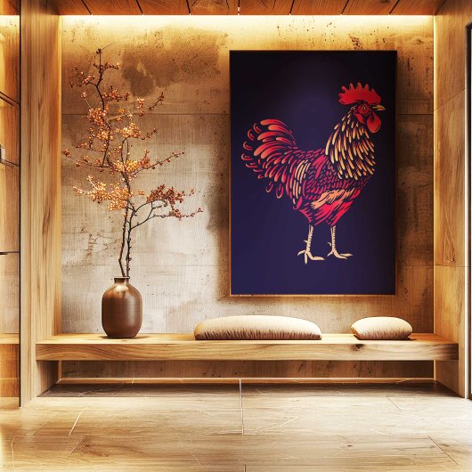 Impression d'art mural du Coq du Zodiaque Chinois 