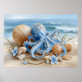 Impression d'art mural du Poulpe Bleu Côtiers | Af (Devant)