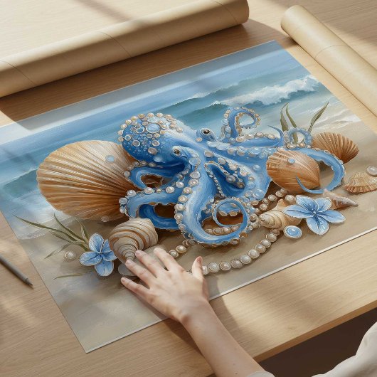 Impression d'art mural du Poulpe Bleu Côtiers | Af