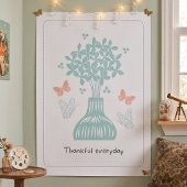 Impression d'art mural Fleurs Papillons Vase sarce