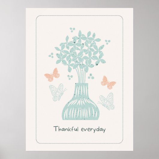 Impression d'art mural Fleurs Papillons Vase sarce (Devant)