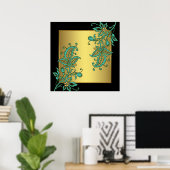 Impression d'art mural floral élégant Or Noir (Bureau à domicile)