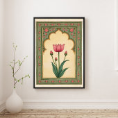Impression d'art mural floral Mughal indien