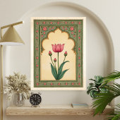 Impression d'art mural floral Mughal indien
