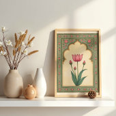 Impression d'art mural floral Mughal indien