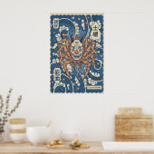 Impression d'art mural japonais Masque à cornes et (Cuisine)