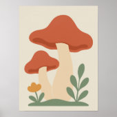 Impression d'art mural minimaliste de champignons (Devant)