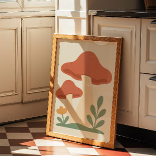 Impression d'art mural minimaliste de champignons