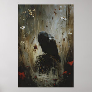 Impression d'art mural oiseau noir, décoration mur