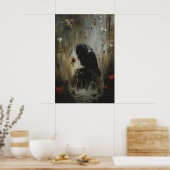 Impression d'art mural oiseau noir, décoration mur (Cuisine)