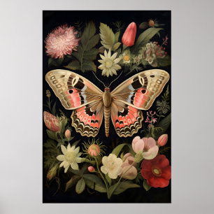 Impression d'art mural papillon botanique, Dark Ac